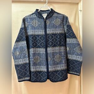 Vintage Tradition Country Collection Tapestry Jacket Blue Boho Women 16